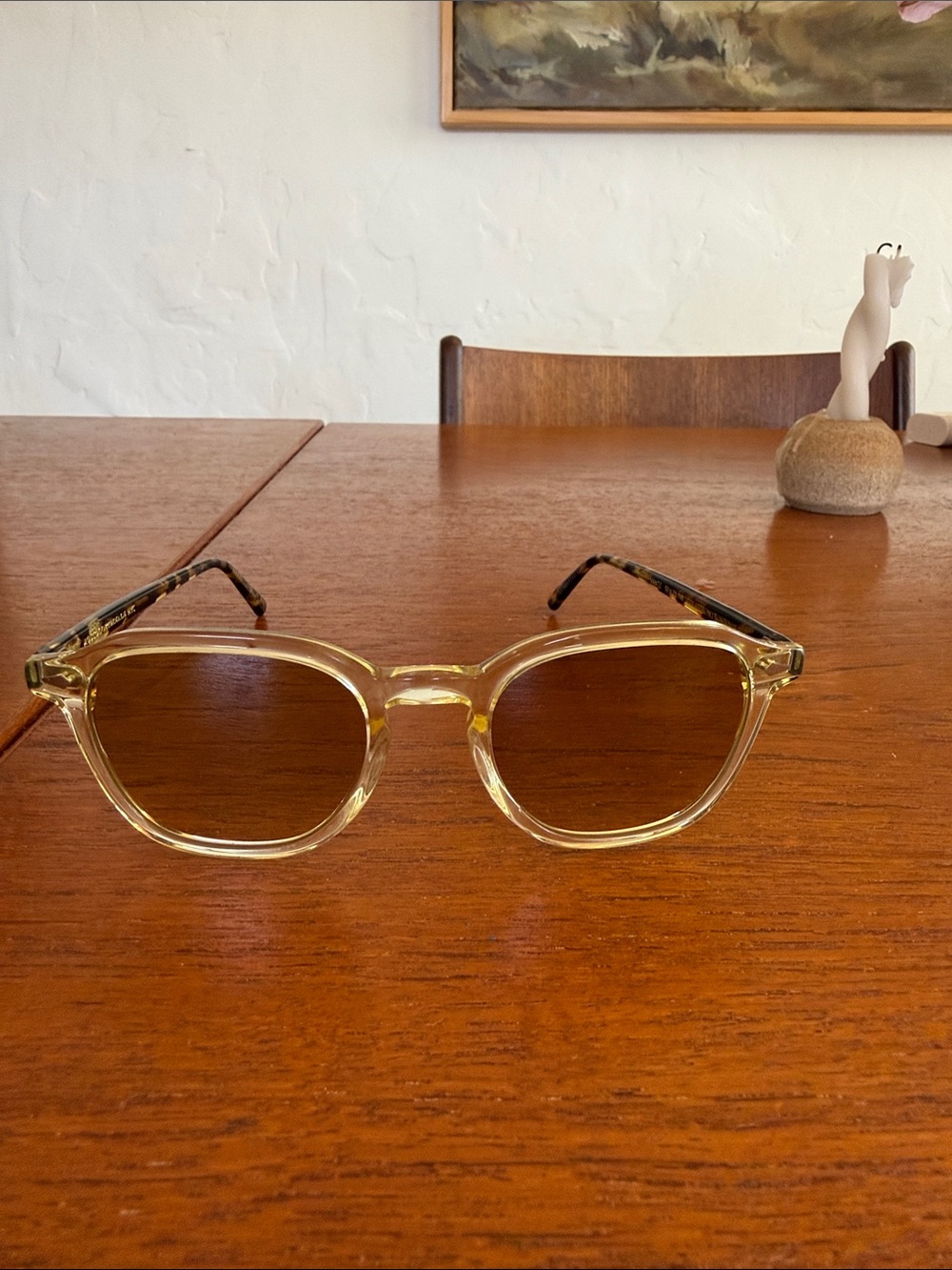 MOSCOT VANTZ: Citron/tortoise sunglasses with custom chestnut fade lenses